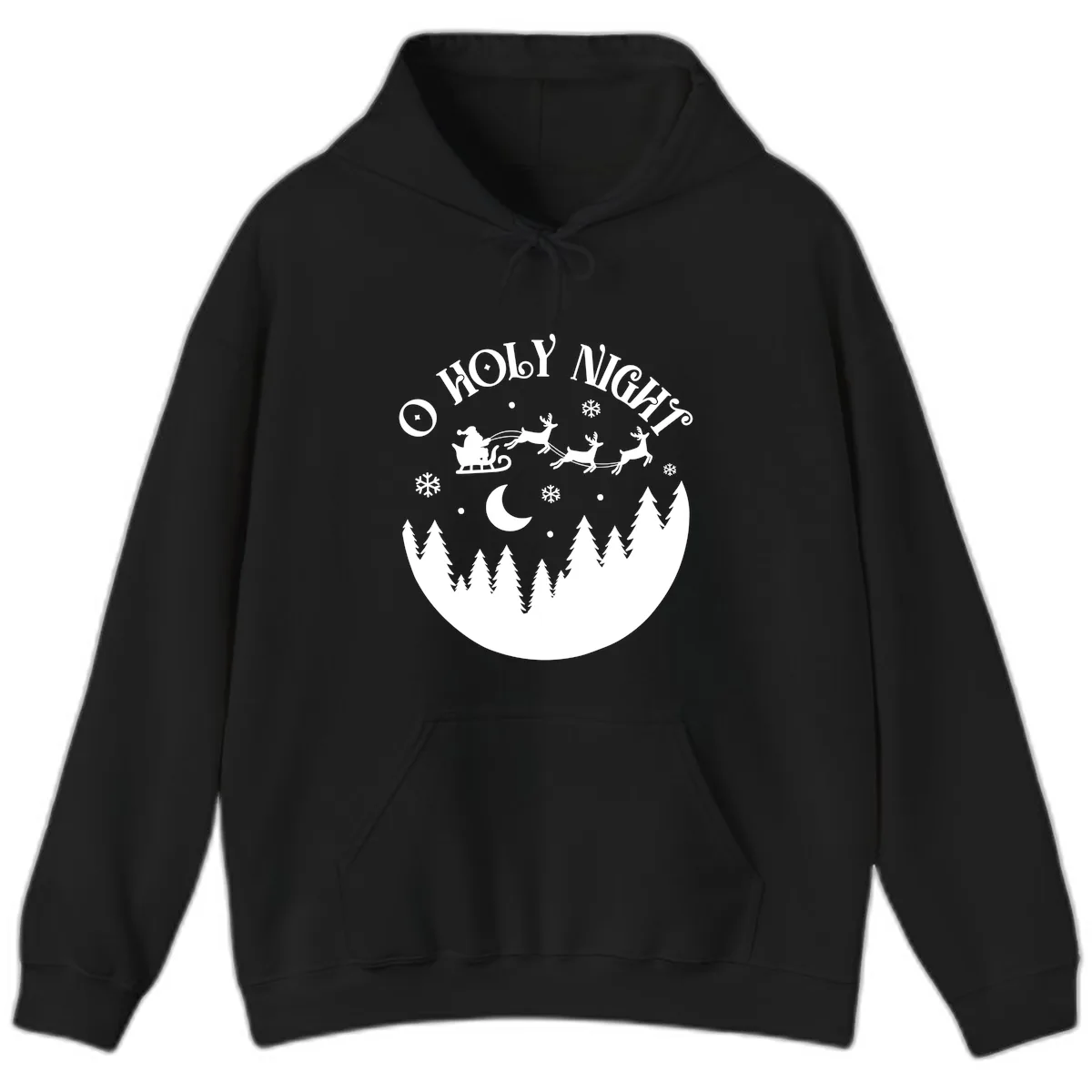 O Holy Night Christmas Sleigh Ride Hoodie in Black