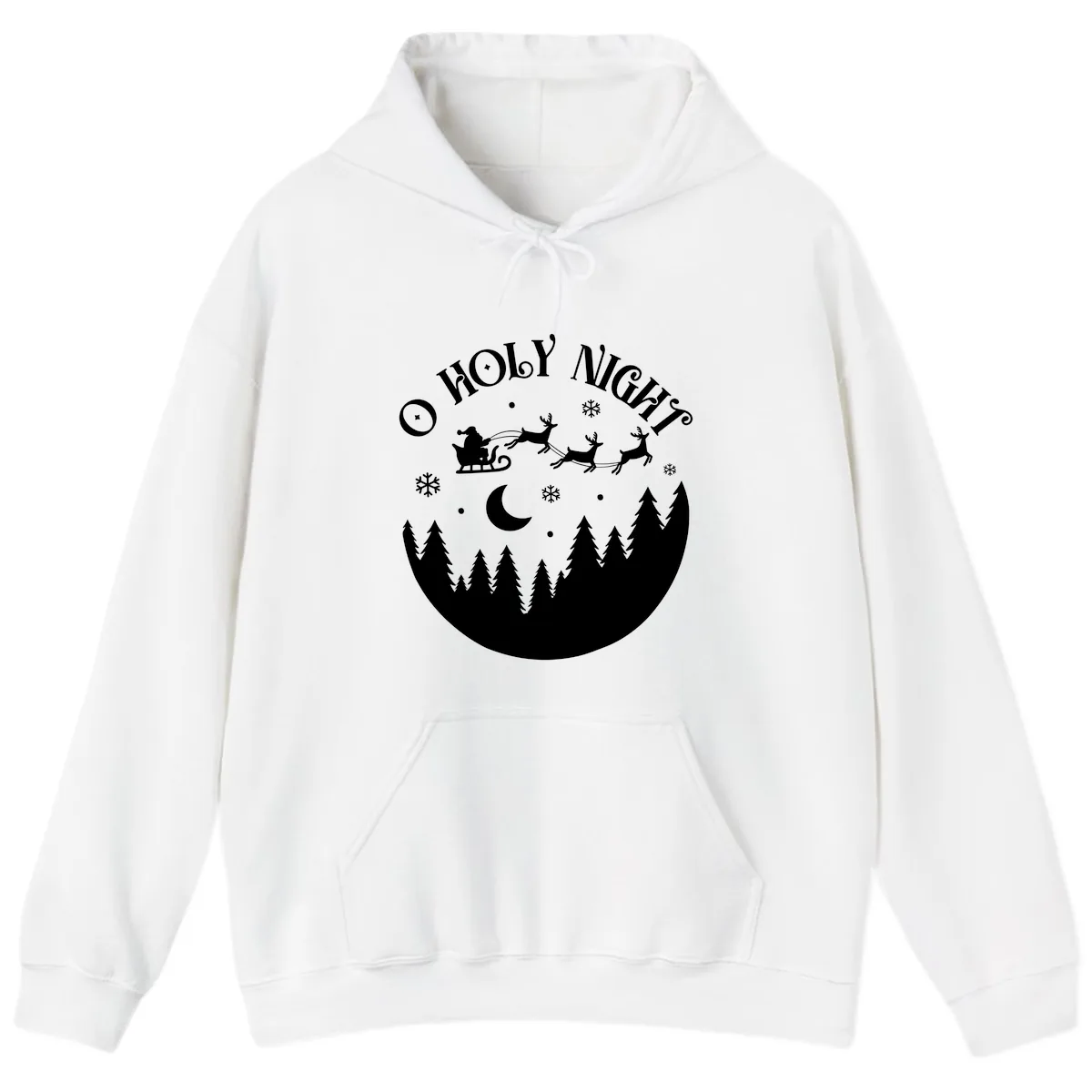 O Holy Night Christmas Sleigh Ride Hoodie in White