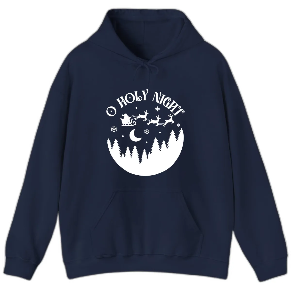 O Holy Night Christmas Sleigh Ride Hoodie in Navy