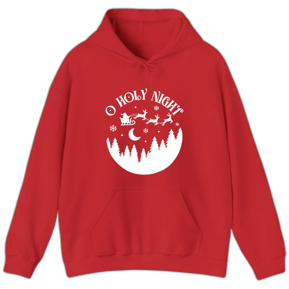 O Holy Night Christmas Sleigh Ride Hoodie in Red