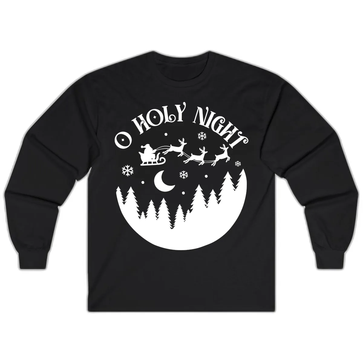 O Holy Night Christmas Sleigh Ride Long Sleeve in Black