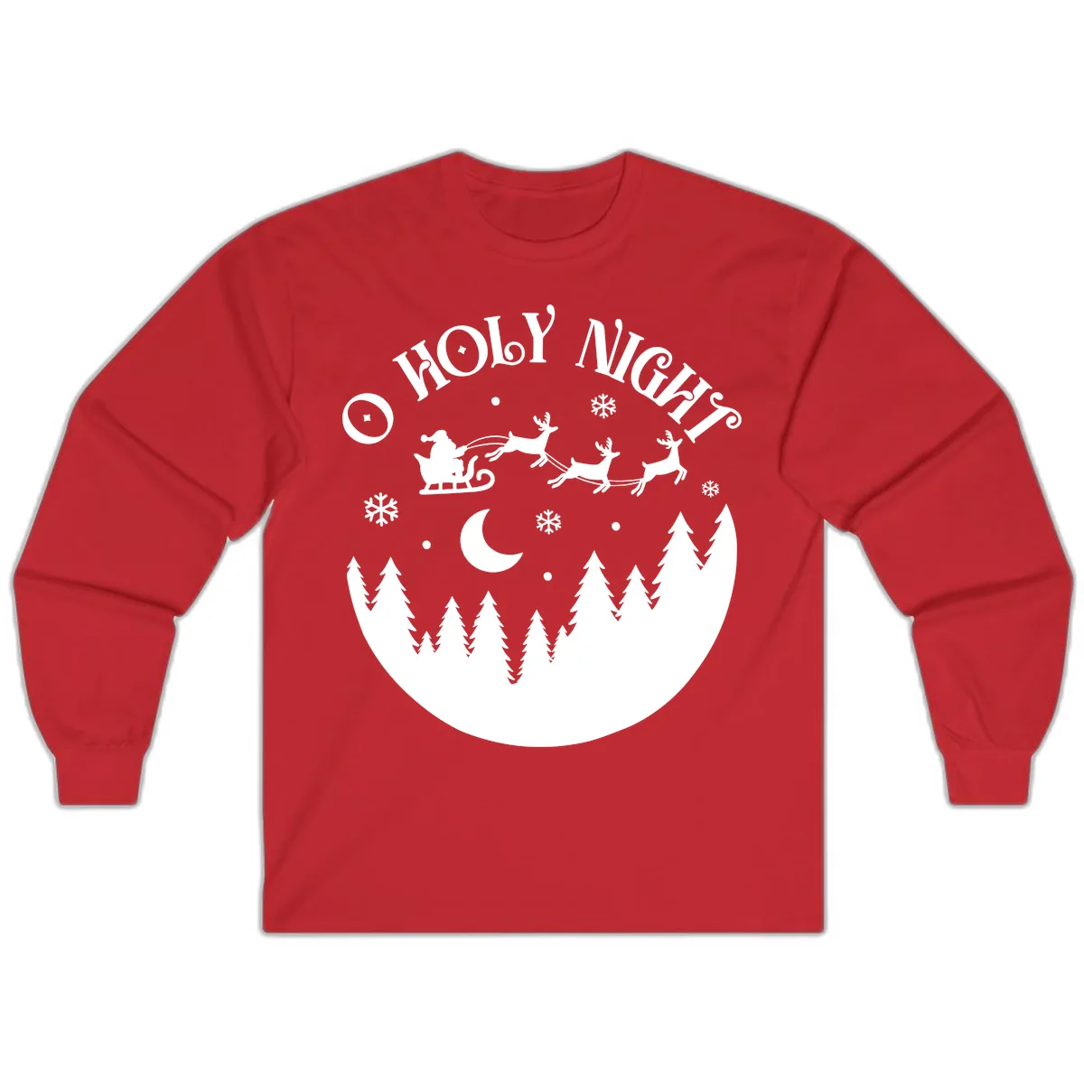 O Holy Night Christmas Sleigh Ride Long Sleeve in Red