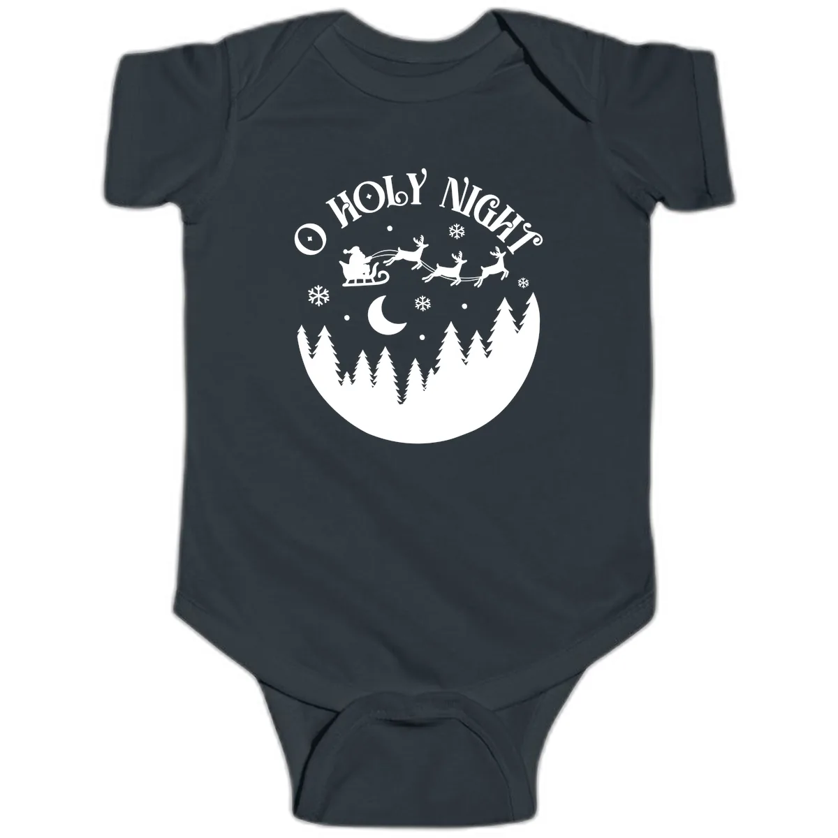 O Holy Night Christmas Sleigh Ride Baby Onesie in Black