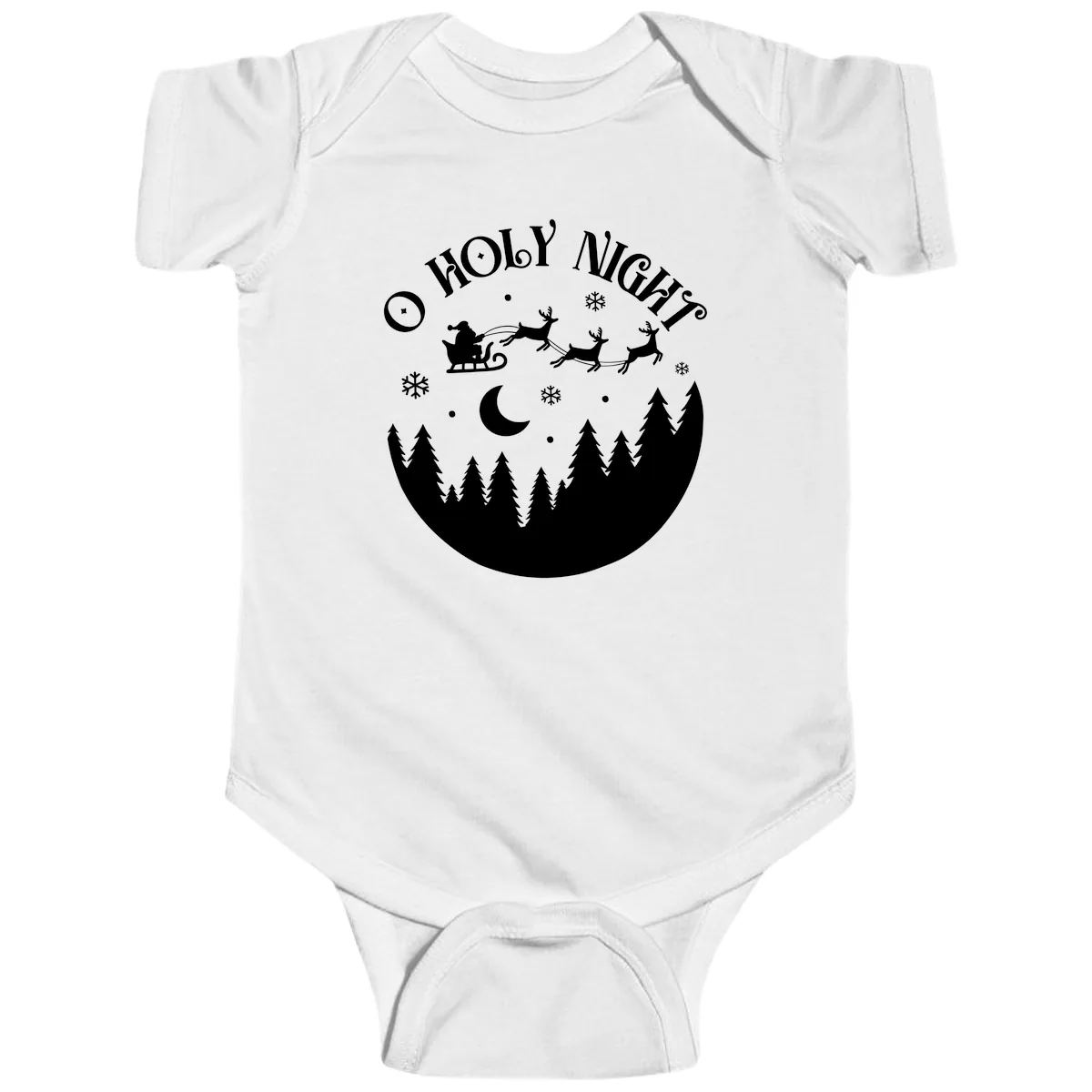 O Holy Night Christmas Sleigh Ride Baby Onesie in White