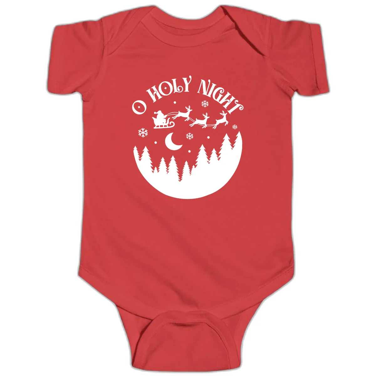 O Holy Night Christmas Sleigh Ride Baby Onesie in Red