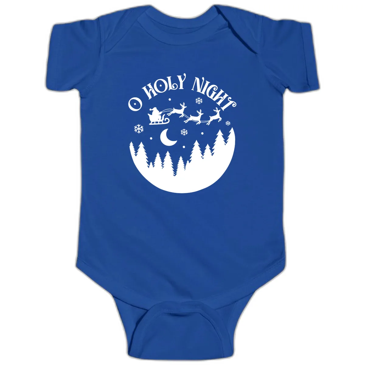 O Holy Night Christmas Sleigh Ride Baby Onesie in Royal