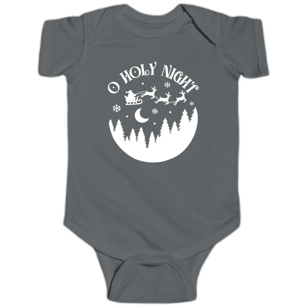 O Holy Night Christmas Sleigh Ride Baby Onesie in Charcoal