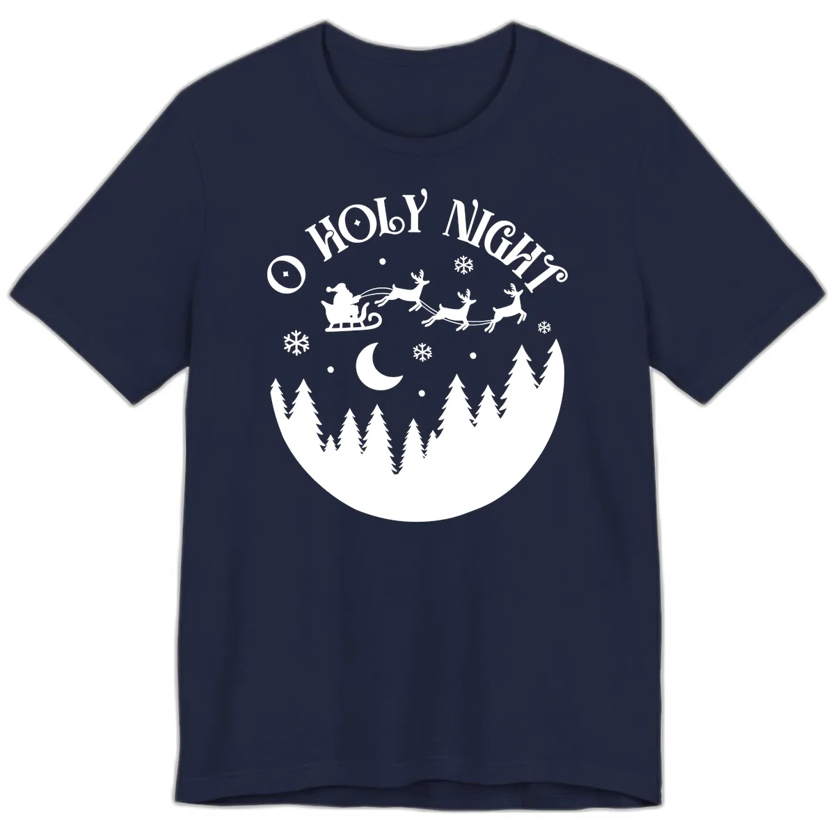 O Holy Night Christmas Sleigh Ride Premium T-Shirt in Navy