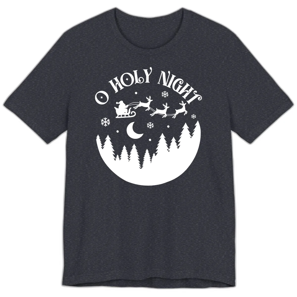O Holy Night Christmas Sleigh Ride Premium T-Shirt in Heather Navy