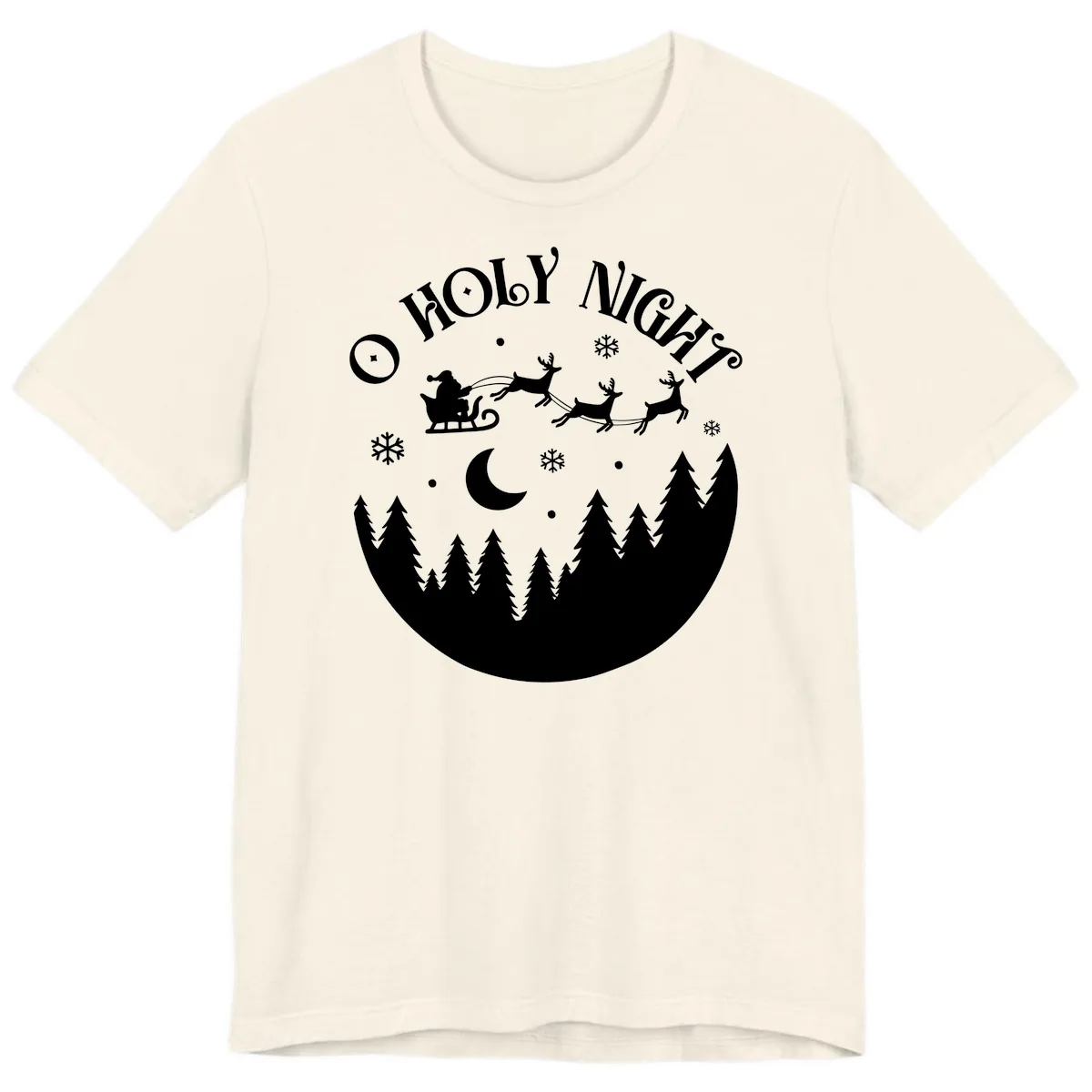 O Holy Night Christmas Sleigh Ride Premium T-Shirt in Natural