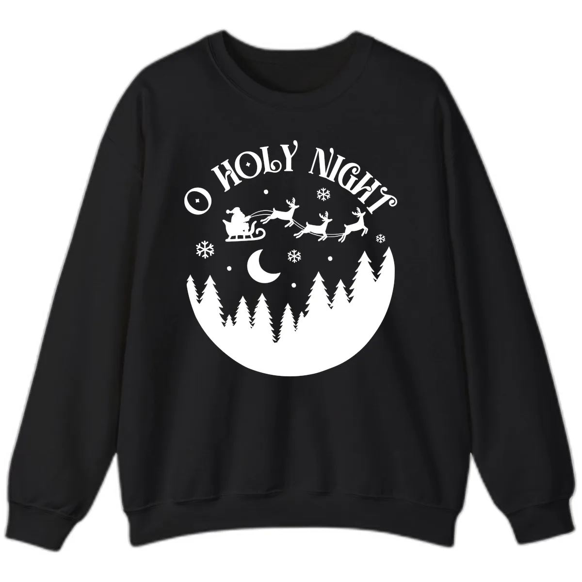 O Holy Night Christmas Sleigh Ride Sweatshirt in Black