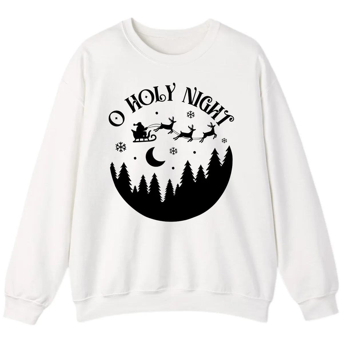 O Holy Night Christmas Sleigh Ride Sweatshirt in White