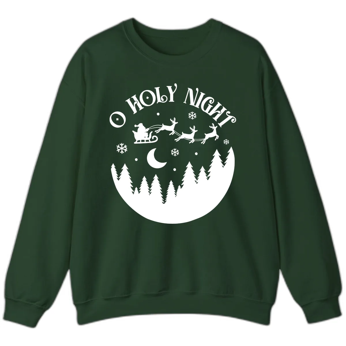 O Holy Night Christmas Sleigh Ride Sweatshirt in Forest Green