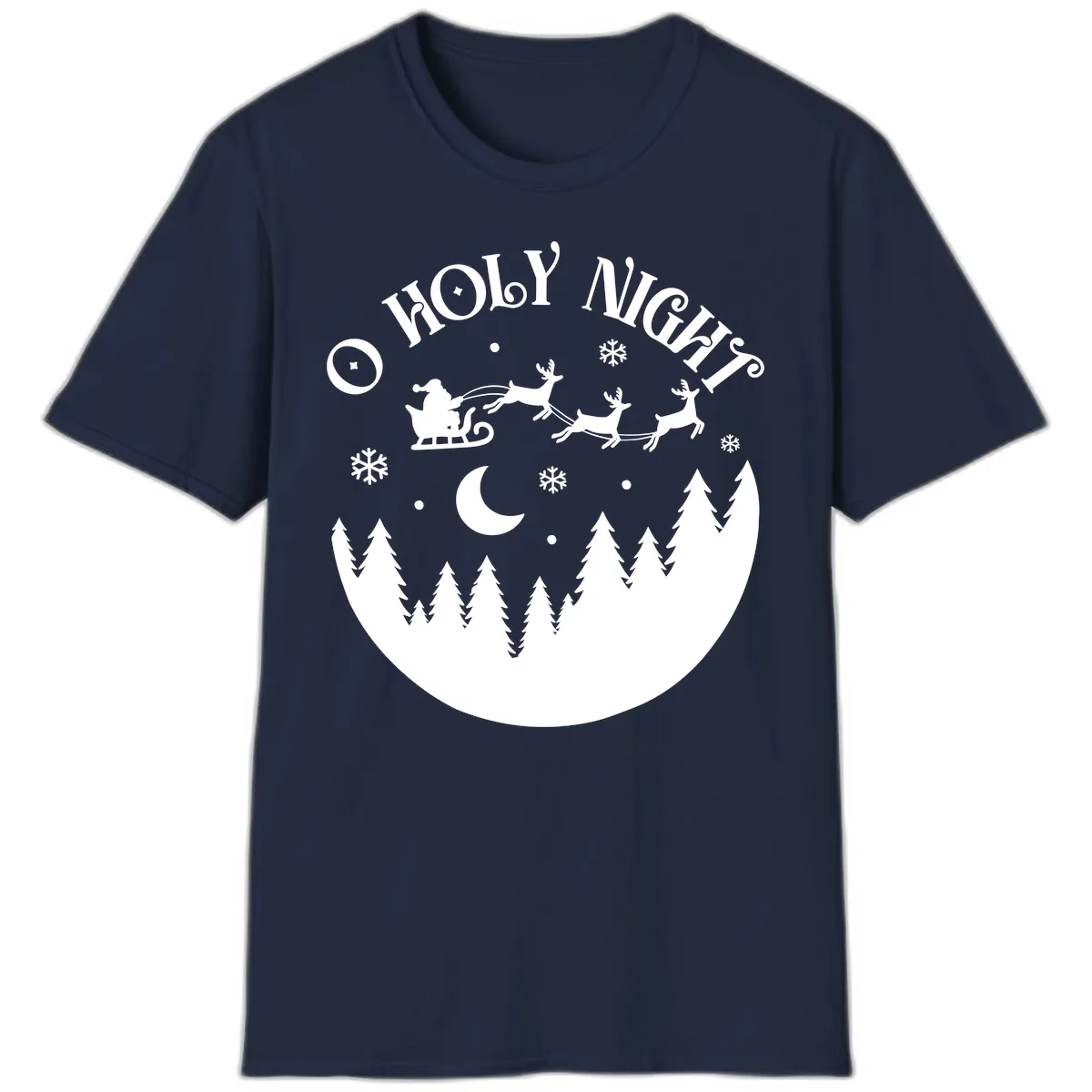 O Holy Night Christmas Sleigh Ride T-Shirt in Navy