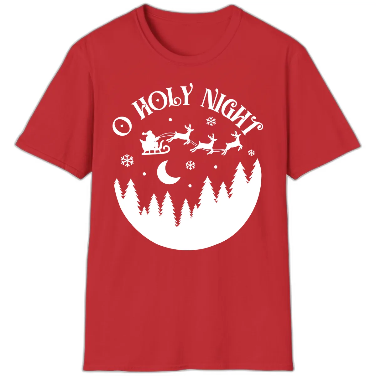 O Holy Night Christmas Sleigh Ride T-Shirt in Red
