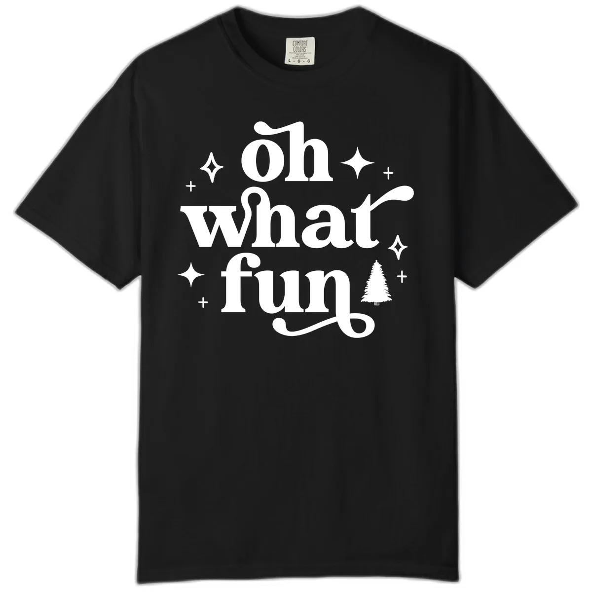 Oh What Fun Christmas Phrase Comfort Color in Black