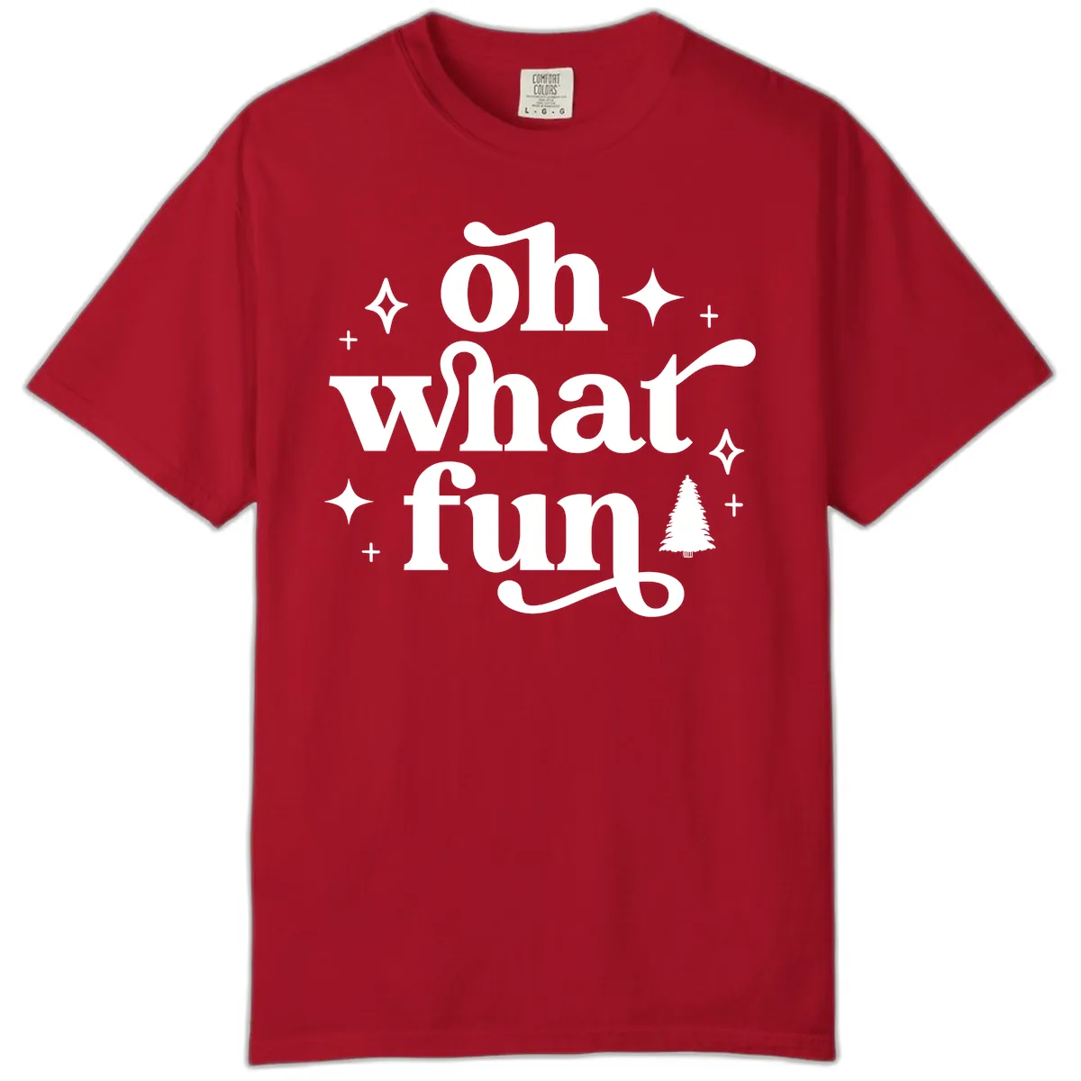 Oh What Fun Christmas Phrase Comfort Color in Red