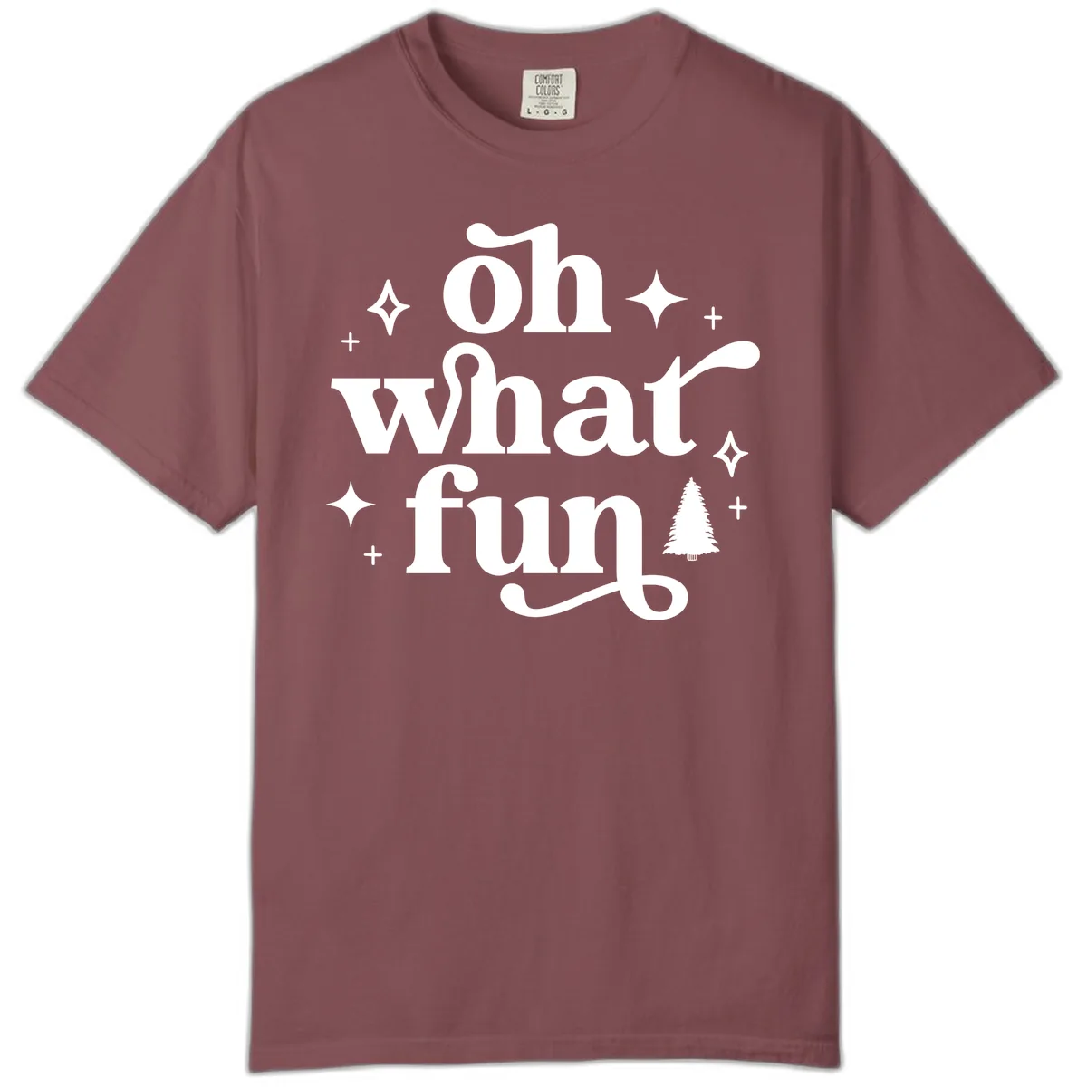 Oh What Fun Christmas Phrase Comfort Color in Brick