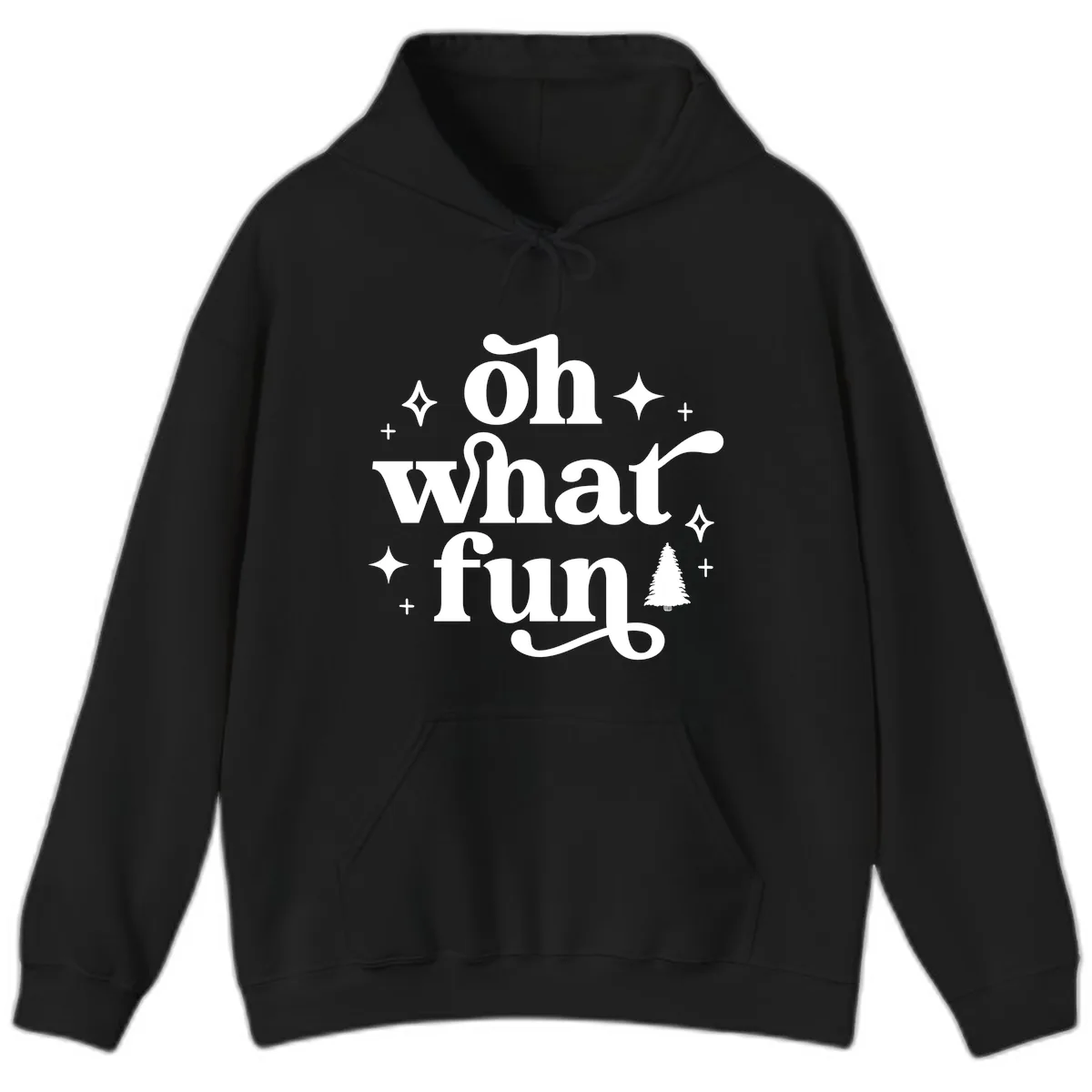 Oh What Fun Christmas Phrase Hoodie in Black