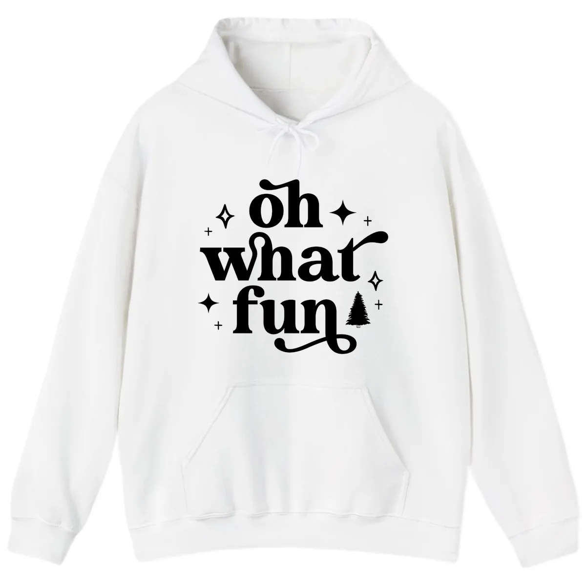 Oh What Fun Christmas Phrase Hoodie in White