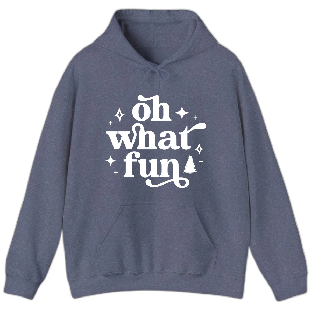 Oh What Fun Christmas Phrase Hoodie in Heather Navy