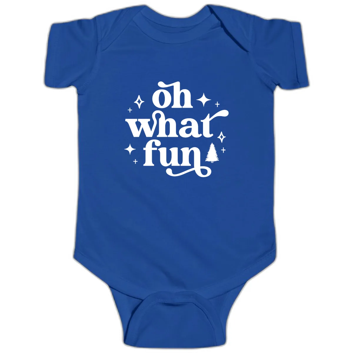 Oh What Fun Christmas Phrase Baby Onesie in Royal