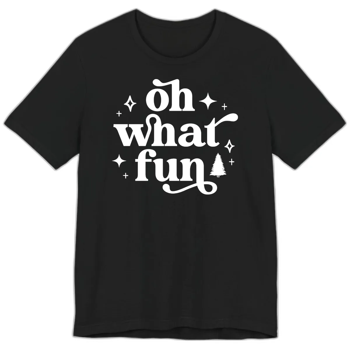 Oh What Fun Christmas Phrase Premium T-Shirt in Black