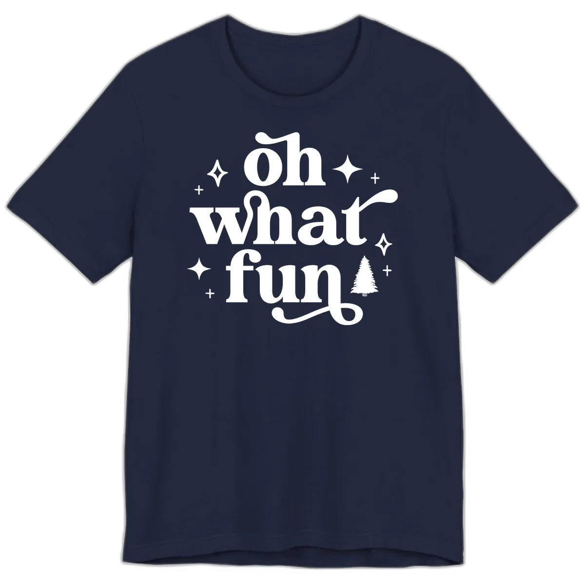 Oh What Fun Christmas Phrase Premium T-Shirt in Navy