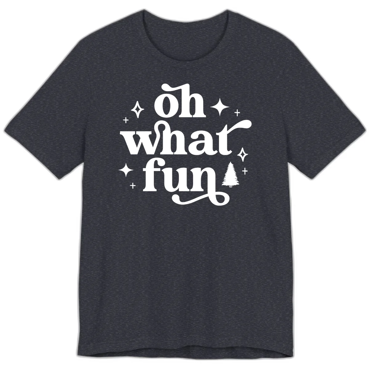 Oh What Fun Christmas Phrase Premium T-Shirt in Heather Navy