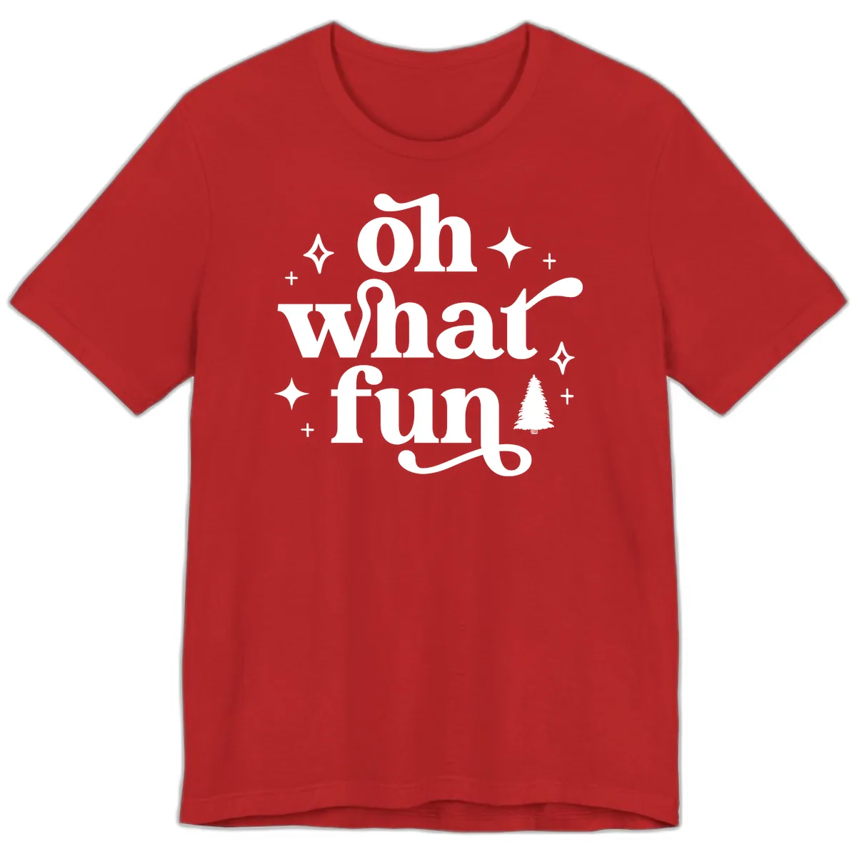 Oh What Fun Christmas Phrase Premium T-Shirt in Red