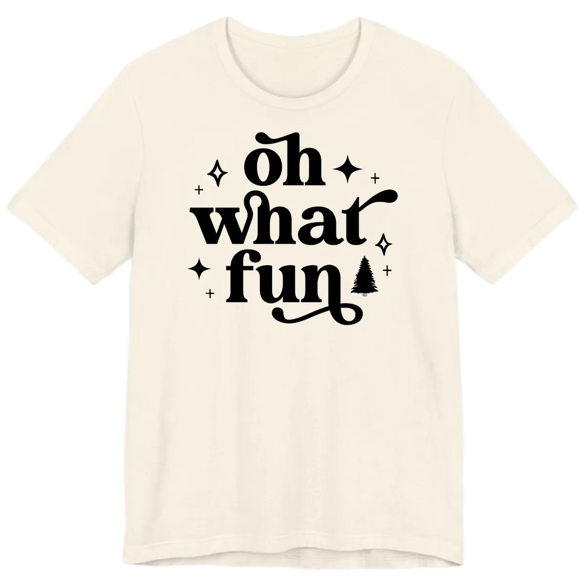 Oh What Fun Christmas Phrase Premium T-Shirt in Natural