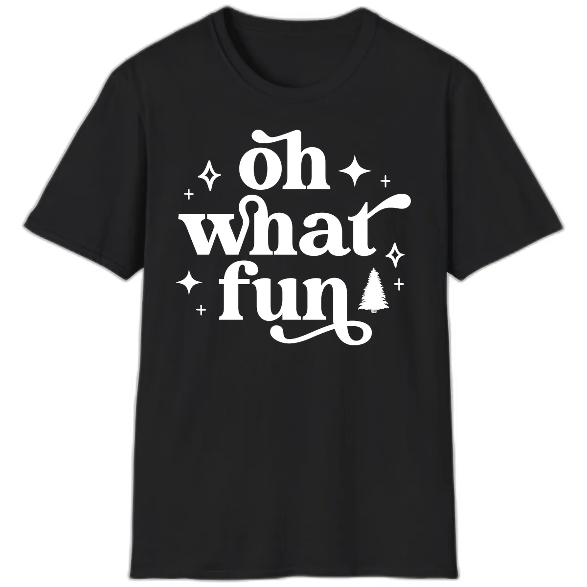 Oh What Fun Christmas Phrase T-Shirt in Black