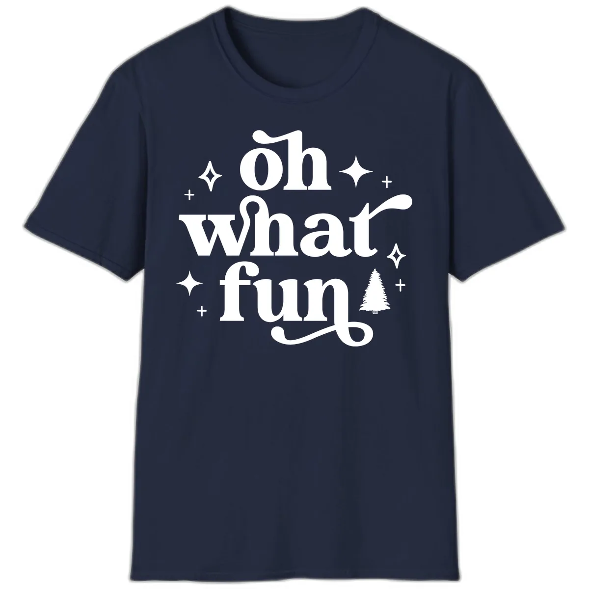 Oh What Fun Christmas Phrase T-Shirt in Navy