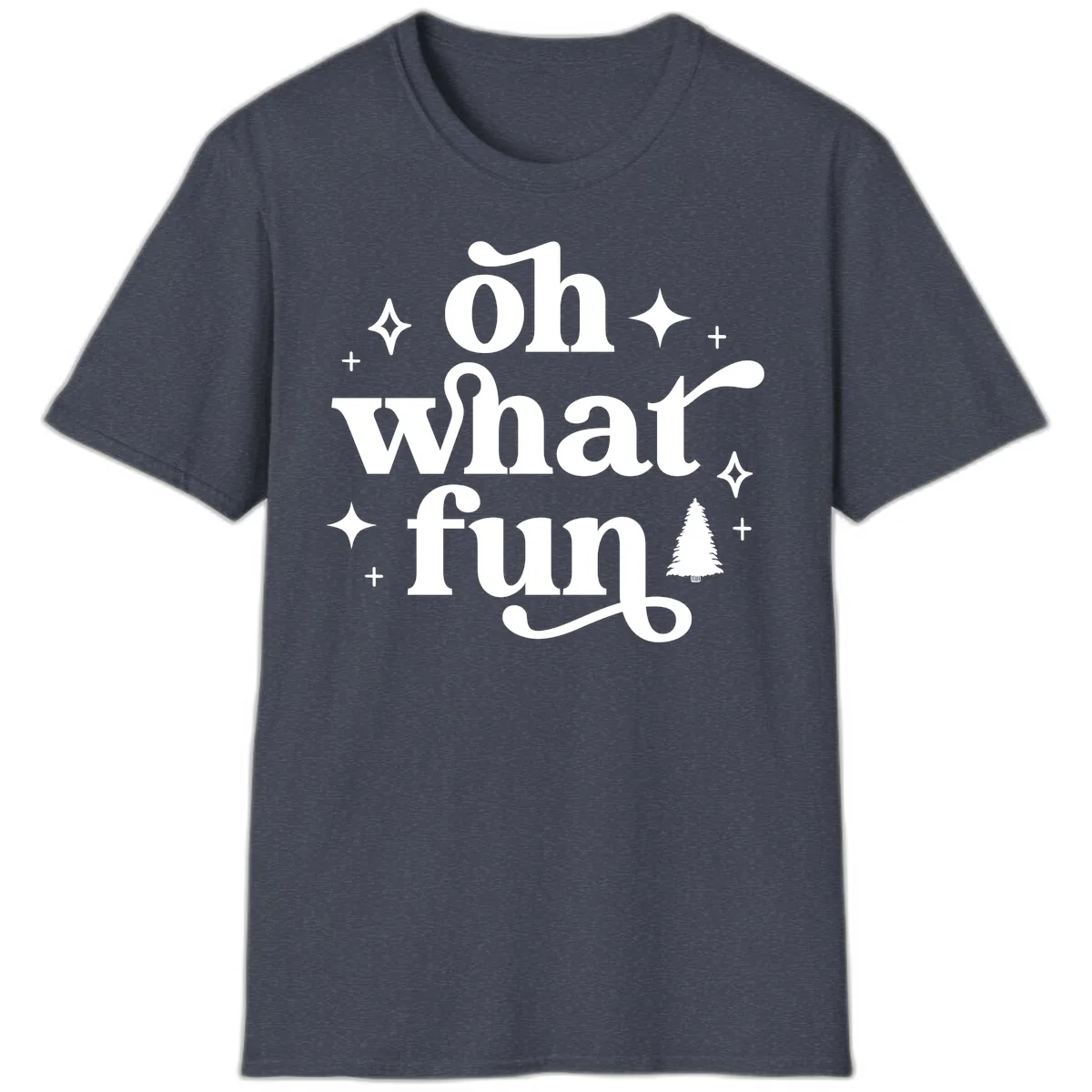 Oh What Fun Christmas Phrase T-Shirt in Heather Navy