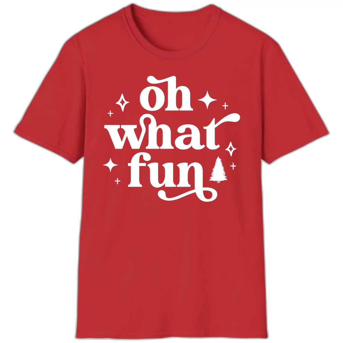 Oh What Fun Christmas Phrase T-Shirt in Red