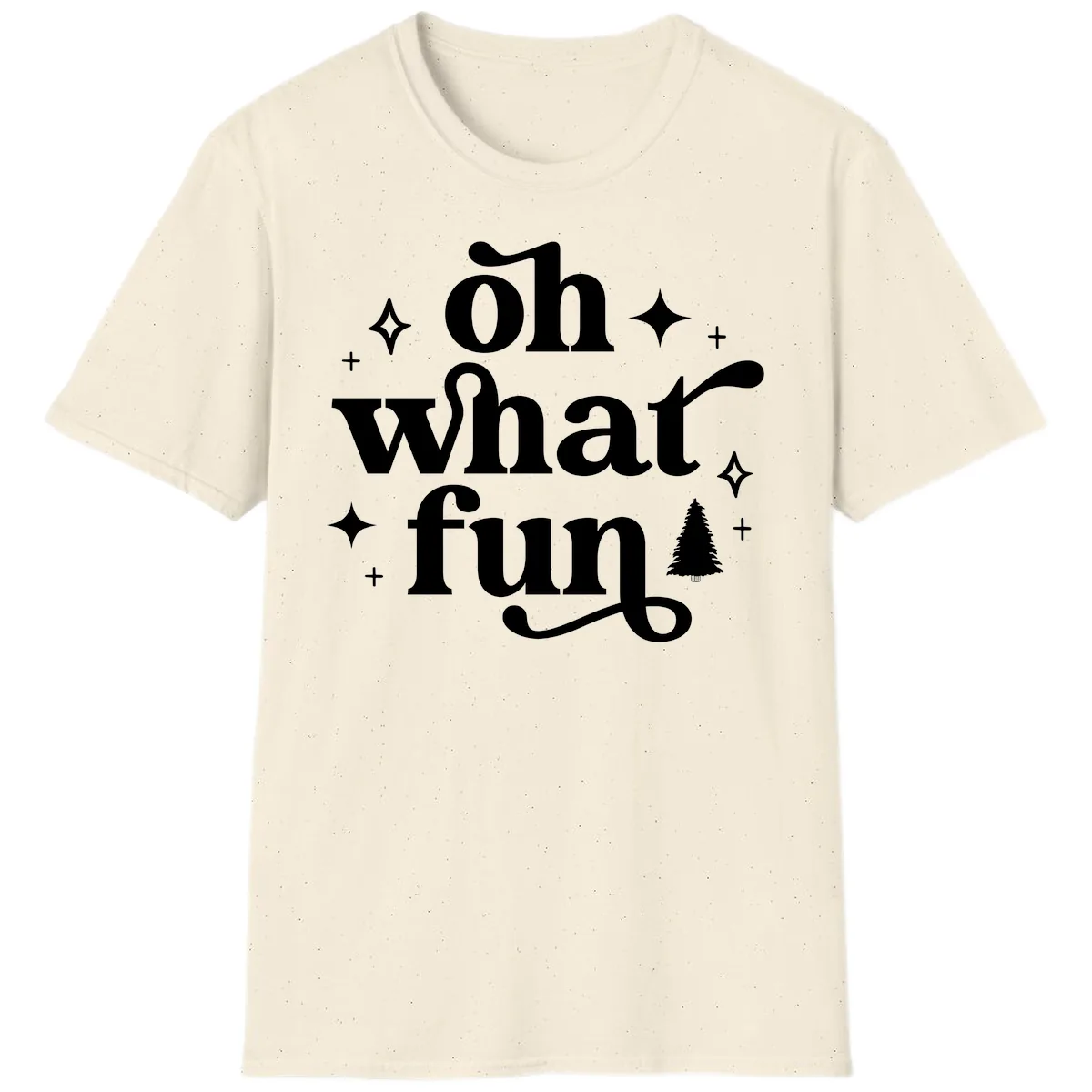 Oh What Fun Christmas Phrase T-Shirt in Natural