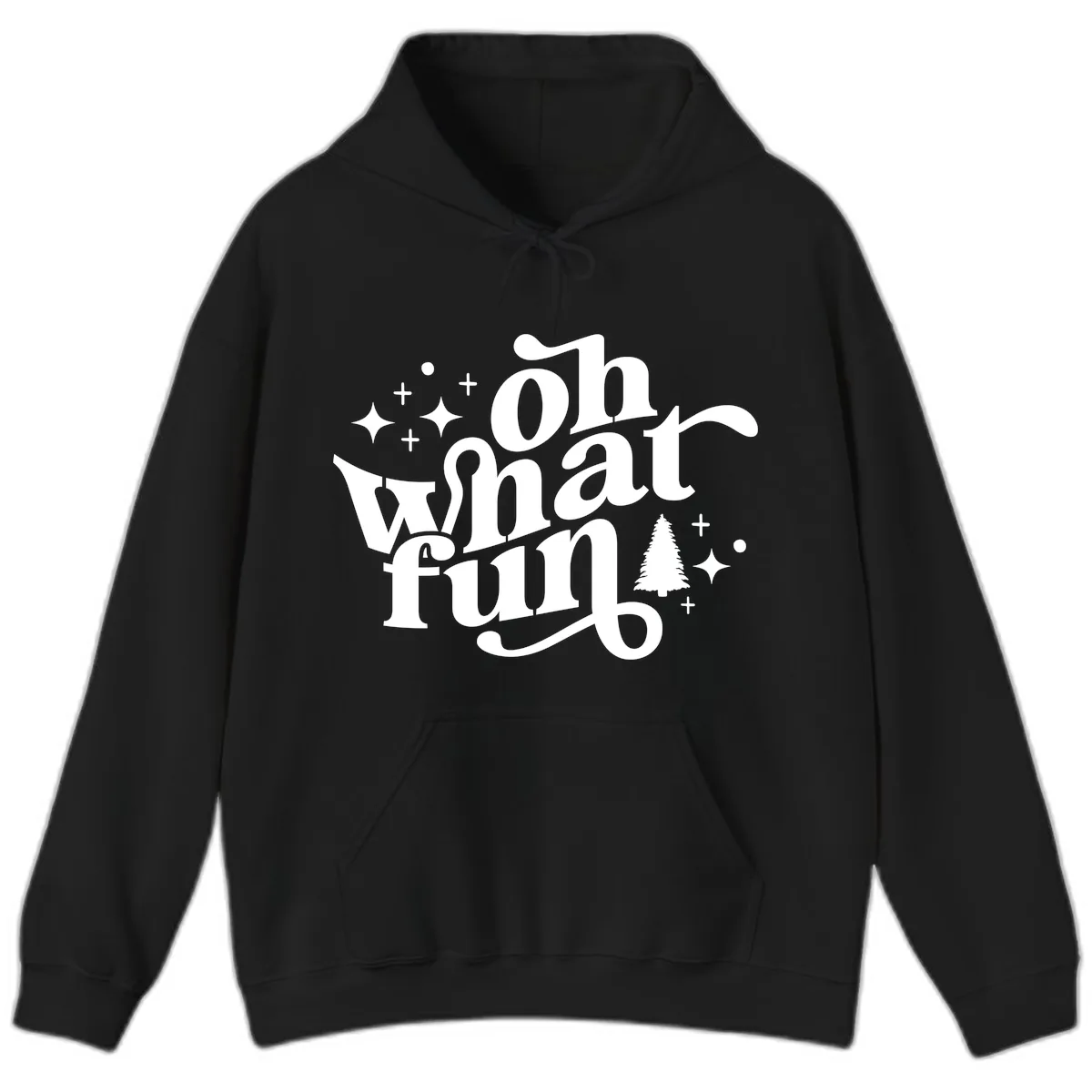 Oh What Fun Holiday Design Hoodie in Black