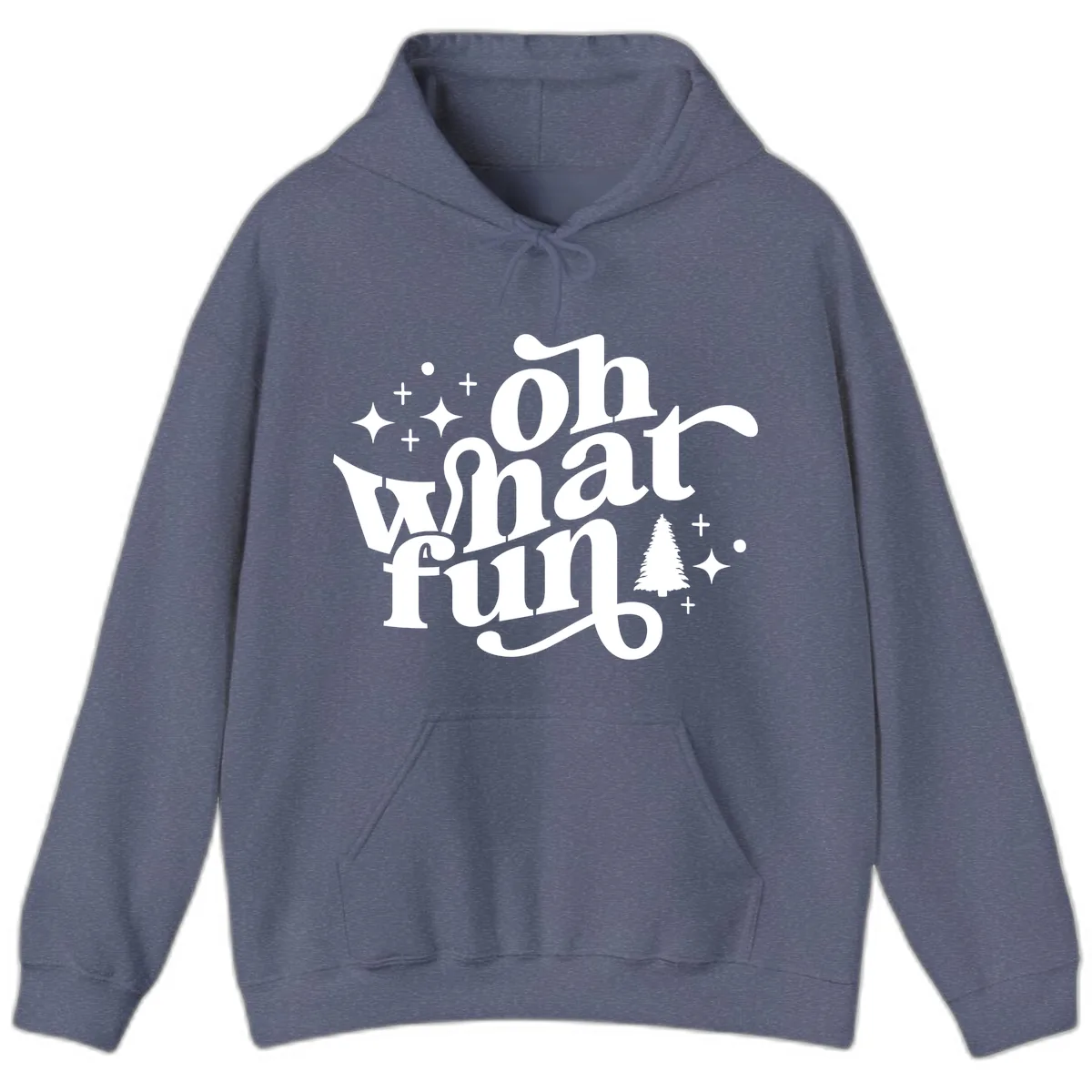 Oh What Fun Holiday Design Hoodie in Heather Navy