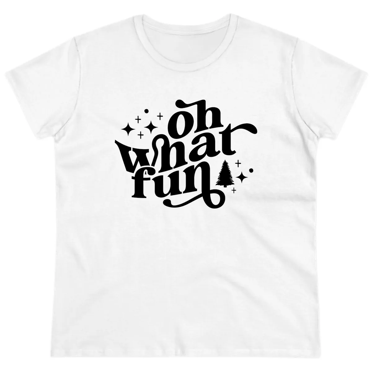 Oh What Fun Holiday Design Ladies Tee in White