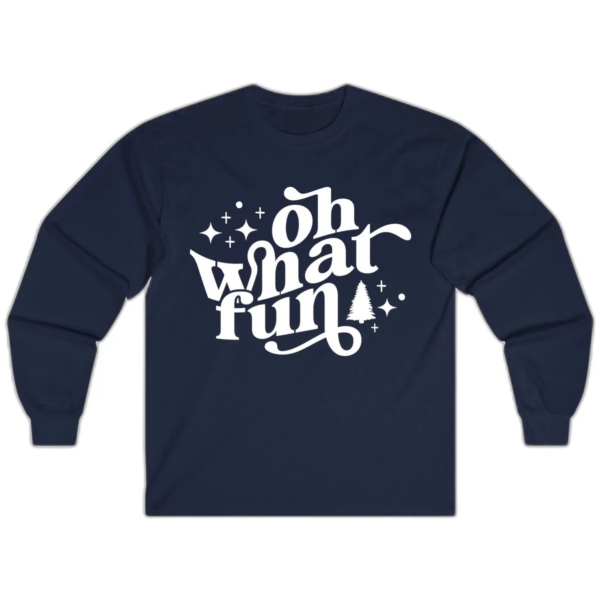 Oh What Fun Holiday Design Long Sleeve in Navy
