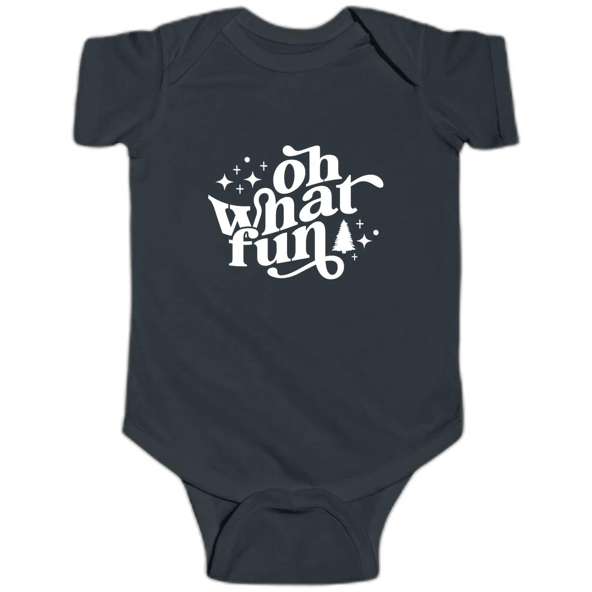 Oh What Fun Holiday Design Baby Onesie in Black