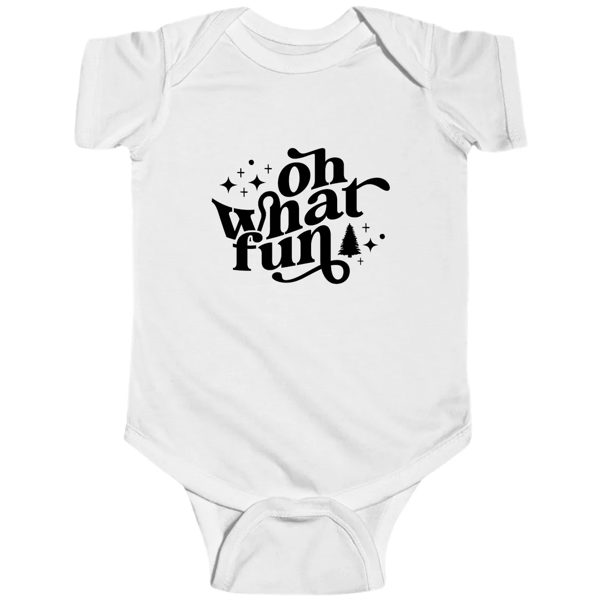 Oh What Fun Holiday Design Baby Onesie in White