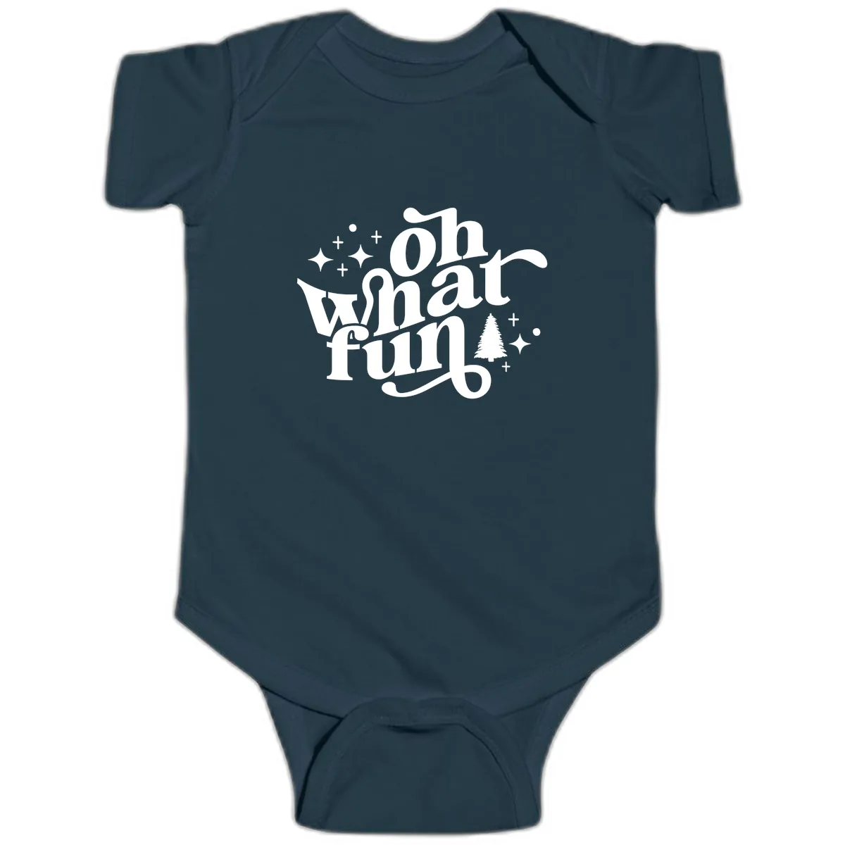 Oh What Fun Holiday Design Baby Onesie in Navy