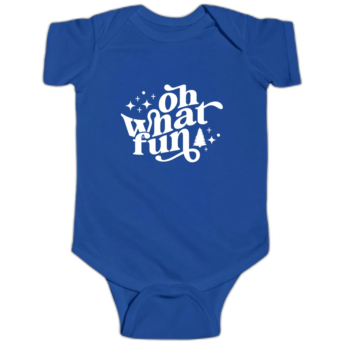 Oh What Fun Holiday Design Baby Onesie in Royal