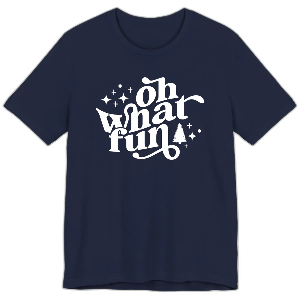 Oh What Fun Holiday Design Premium T-Shirt in Navy