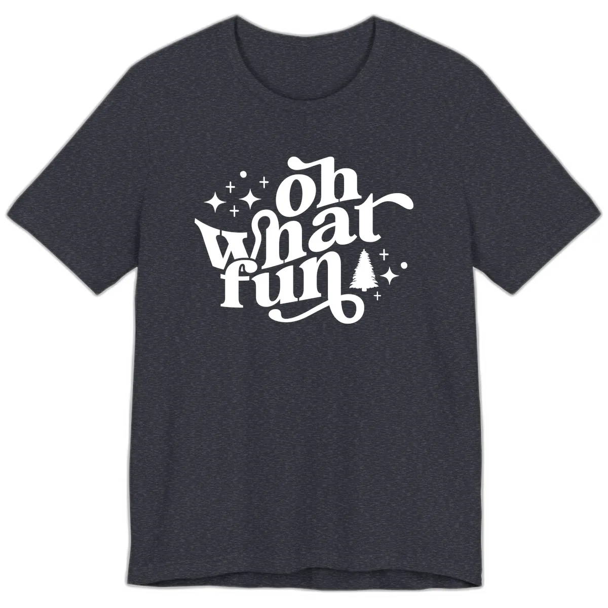 Oh What Fun Holiday Design Premium T-Shirt in Heather Navy