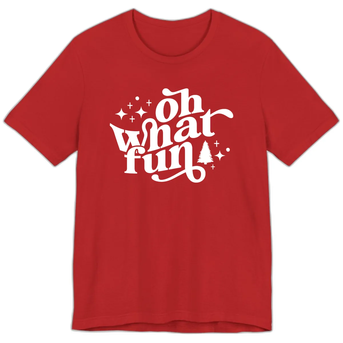 Oh What Fun Holiday Design Premium T-Shirt in Red