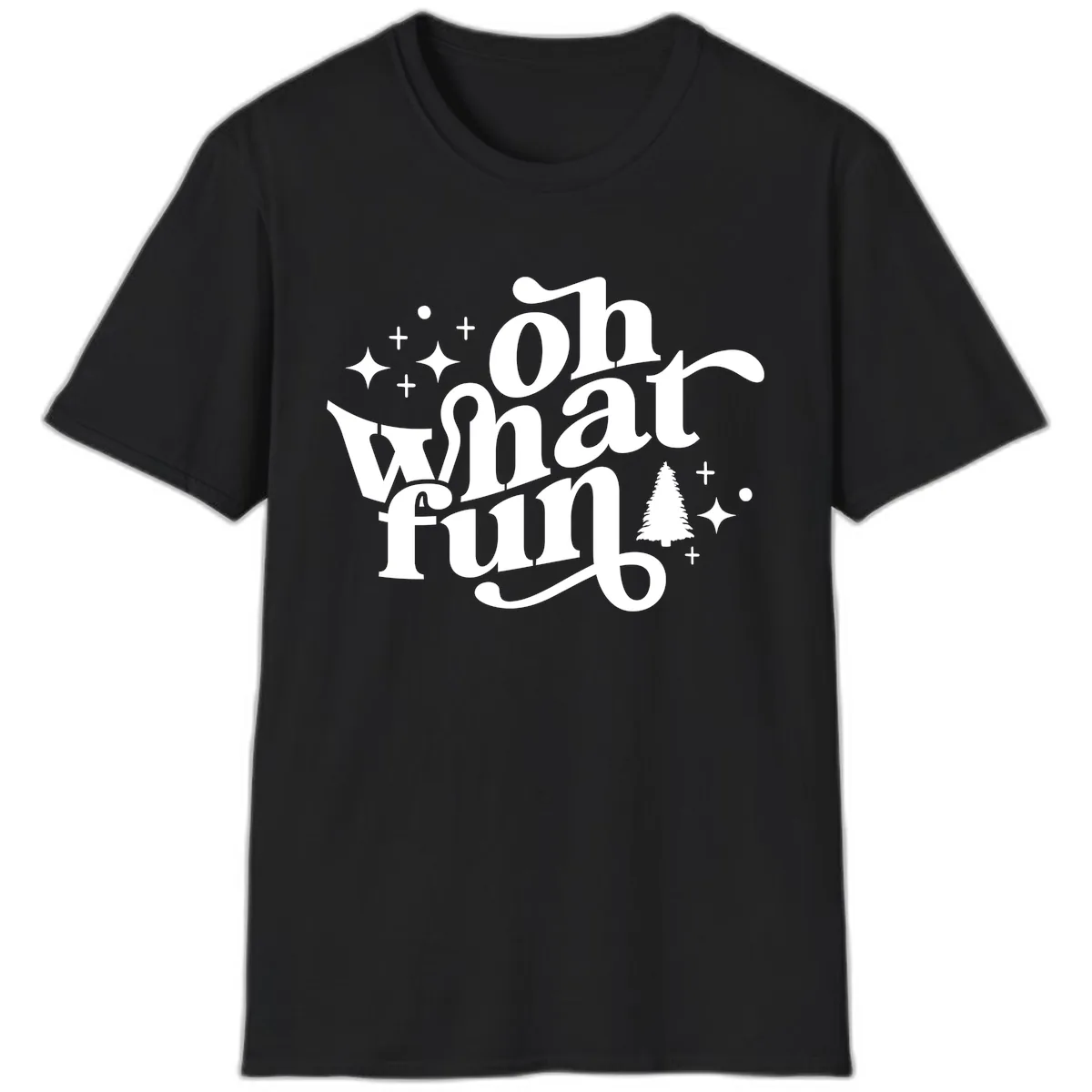 Oh What Fun Holiday Design T-Shirt in Black