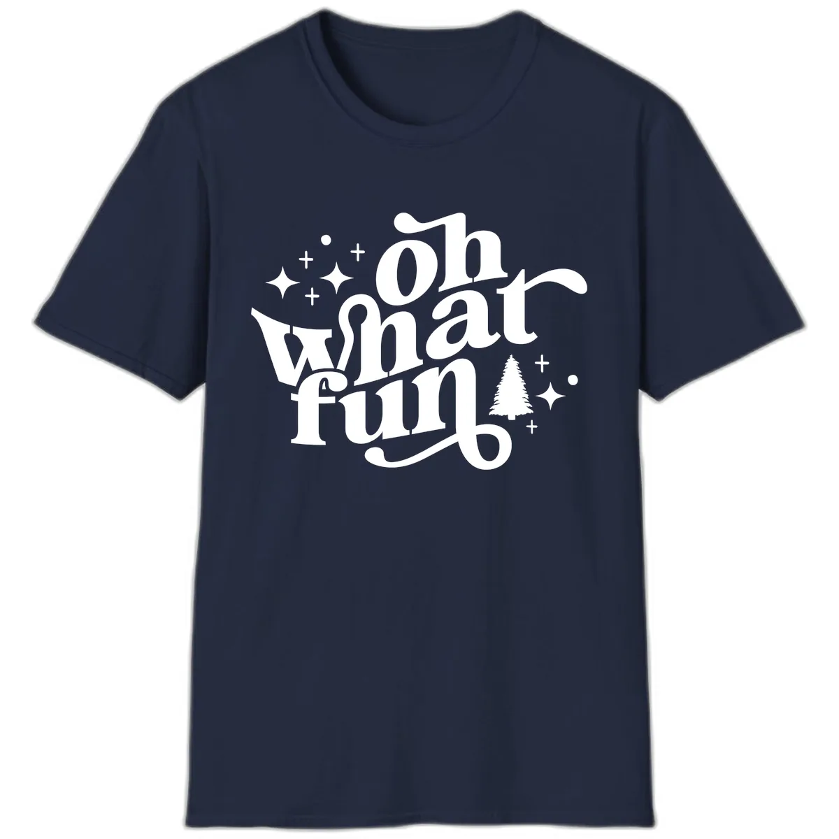 Oh What Fun Holiday Design T-Shirt in Navy