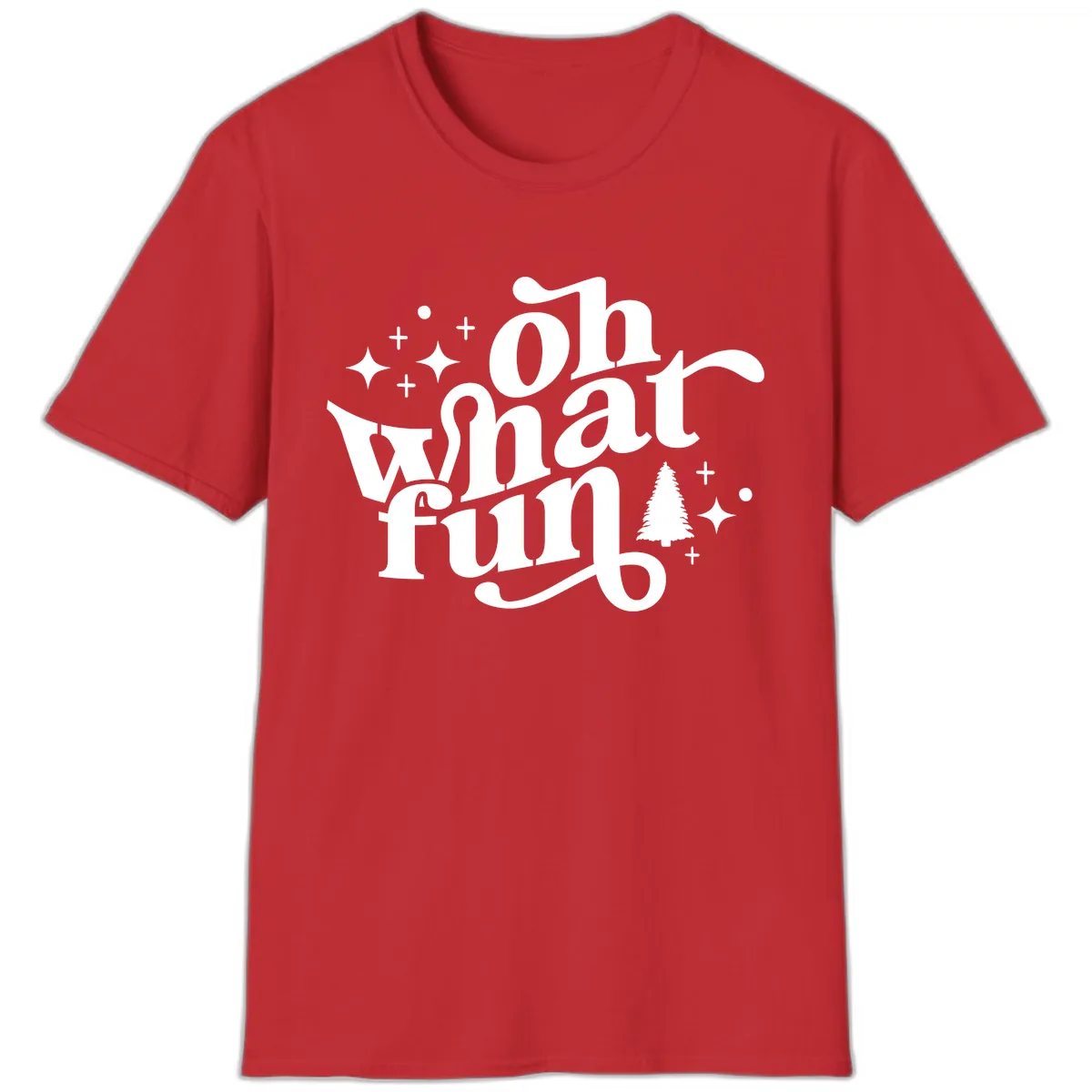 Oh What Fun Holiday Design T-Shirt in Red